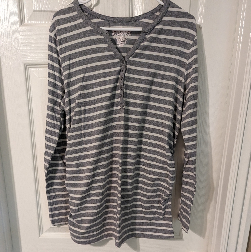 Great Expectations Striped Button Maternity Top
